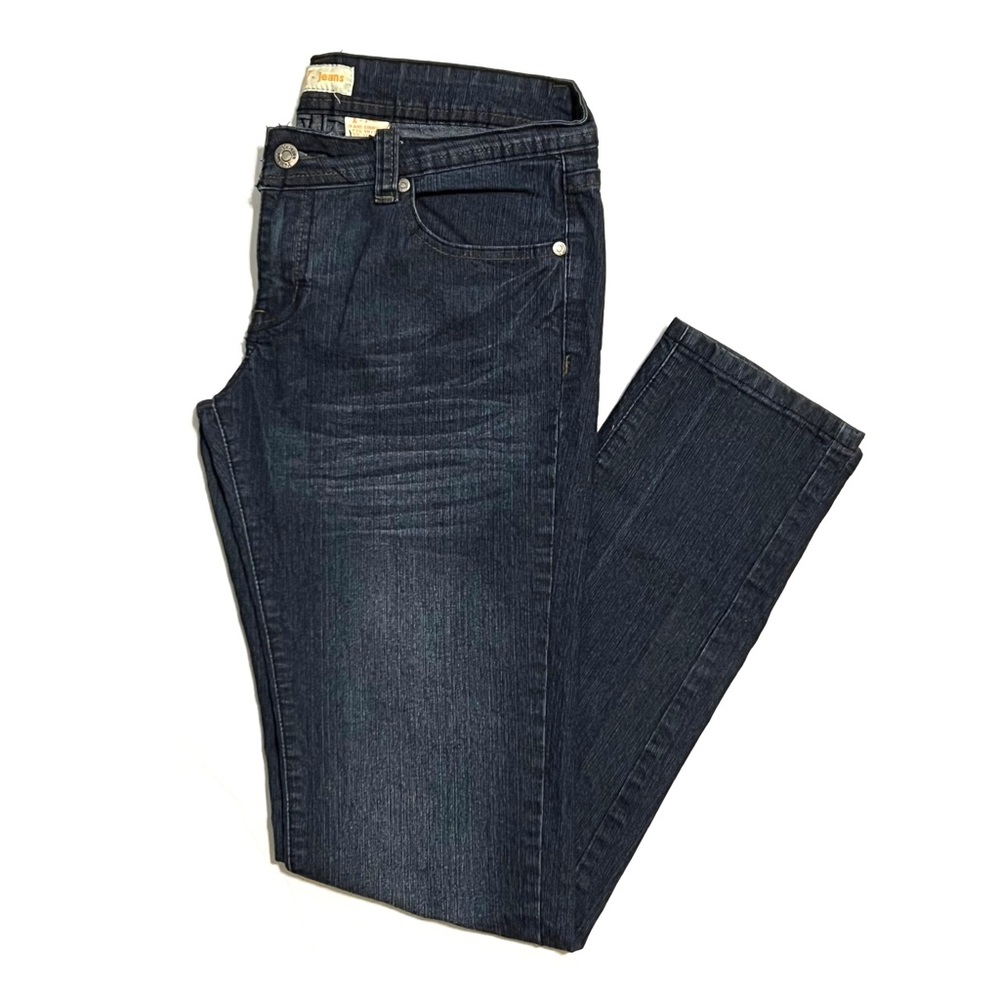 Y Jeans Skinny Jeans Dark Wash Rhinestone Embroidered Pockets FLAWED Size 9